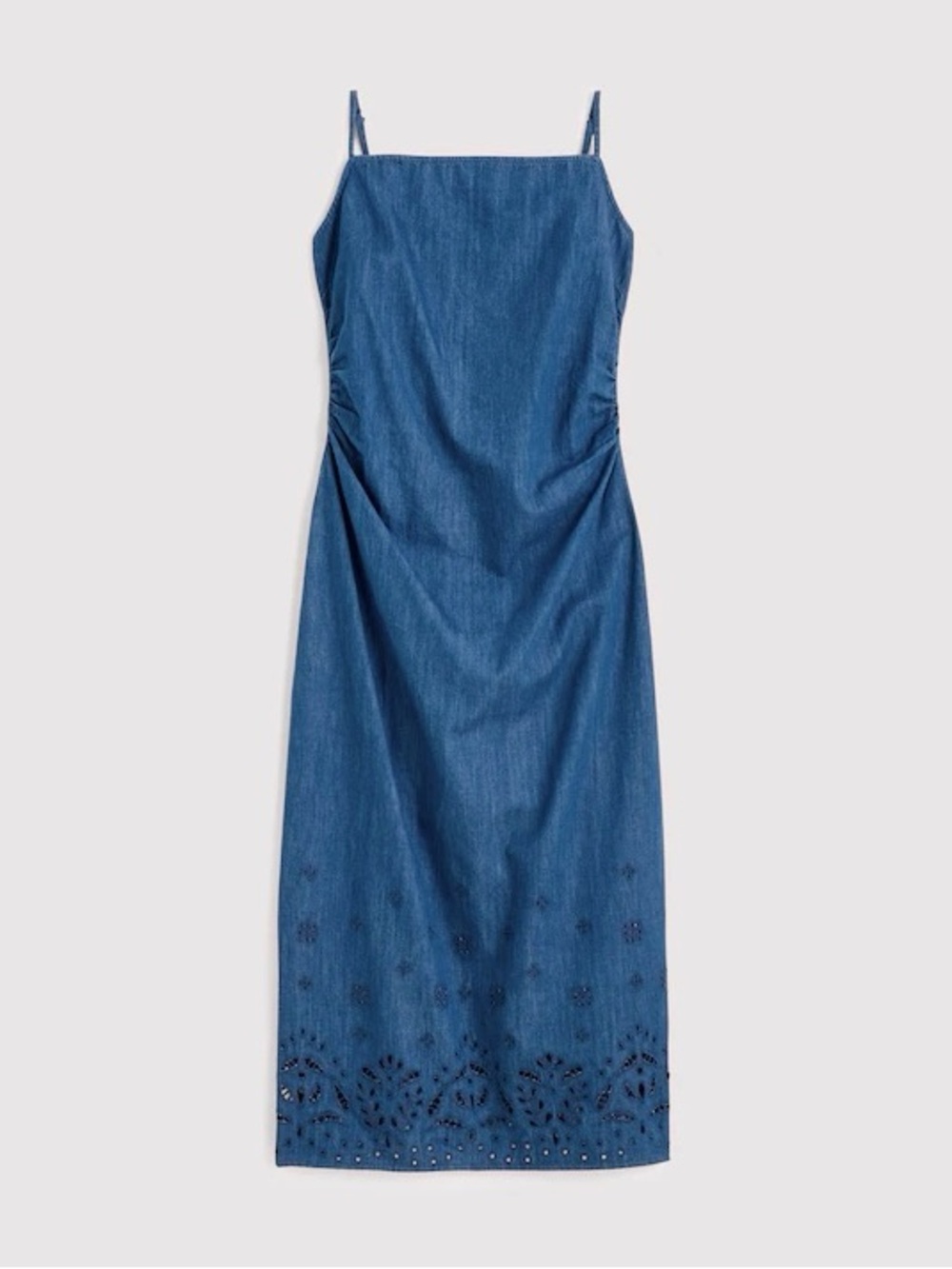 MADEWELL Denim Eyelet Midi Dress Size 10 Clairmont Blue Cotton Cottagecore Boho